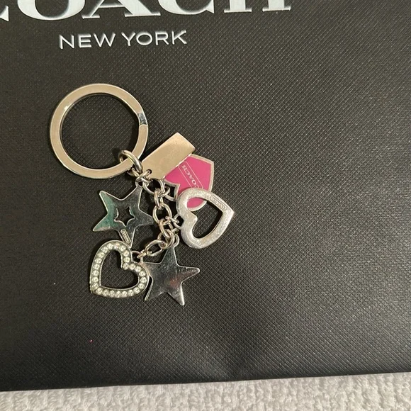 Coach Pink and Silver Heart Keychain - Picture 6 of 7